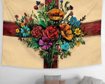 XL English Flag Tapestry: Hand-Drawn St. George's Cross, 90"x60"