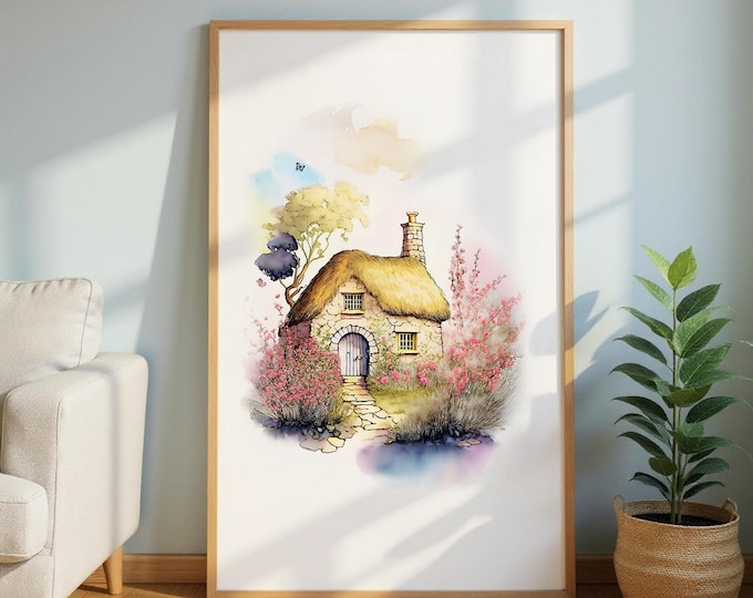 Traditional Cottage Art Print: UK Heritage Matte Paper Poster