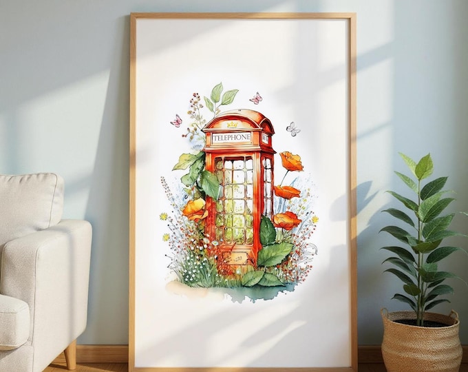 British Telephone Box Poster: UK Heritage Art, Matte Print