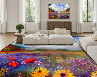 Large Area Rug - Floor Carpet Colors of Scotland (144"x108" / 366 cm x 274 cm) - Cottage Core Home Decor
