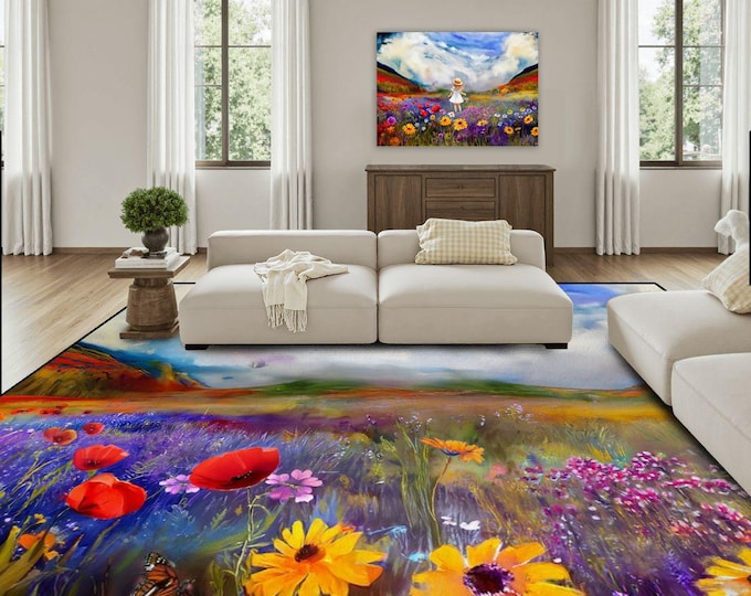 Large Area Rug - Floor Carpet Colors of Scotland (144"x108" / 366 cm x 274 cm) - Cottage Core Home Decor