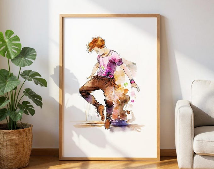 Irish Boy Line Dancing Poster - UK Heritage Art Matte Print