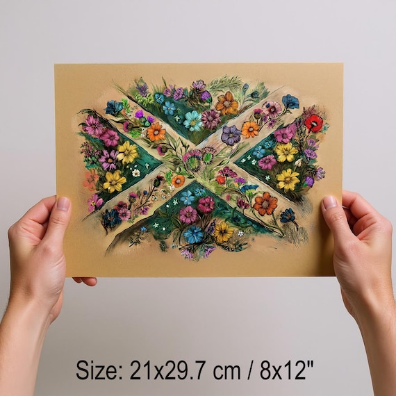 Hand Drawn Matte Paper Poster - Scottish Flag Art -  Raise the Colours | UK Heritage Art
