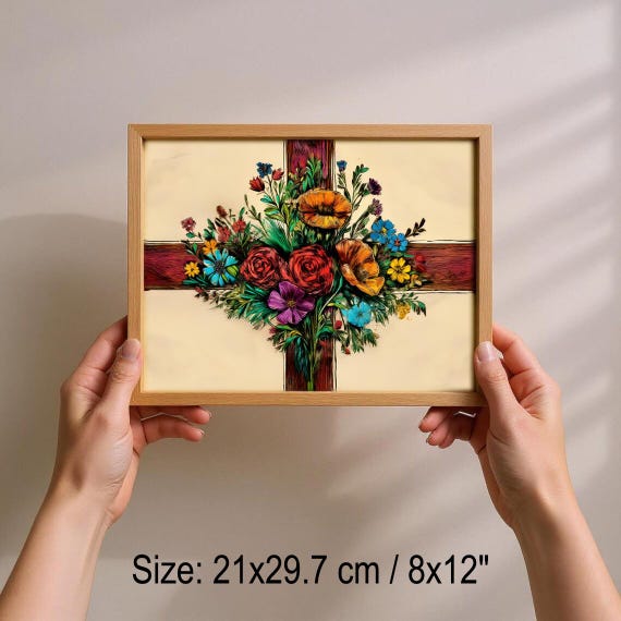 Framed English Flag Art: Hand-Drawn St. George's Cross