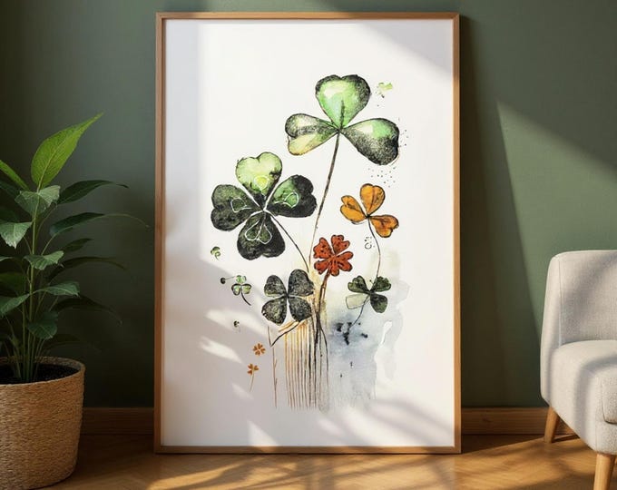 Shamrock & Clover Poster: Irish Heritage Art Print