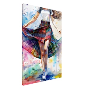Scottish Tartan Skirt Painting, Highland Art, Scottish Heritage, Country Dancer, Watercolor Print, Scotland Gift, Museum Quality Print