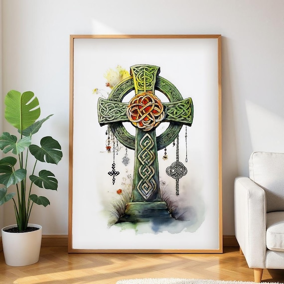 Celtic Cross Poster: UK Heritage Knotwork Art