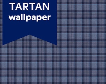 Blue Tartan pattern Kitchen & Bathroom Backsplash - Peel and Stick Wallpaper - Large, 127x152cm/ 50"x60" - Plaid Farmhouse Kitchen