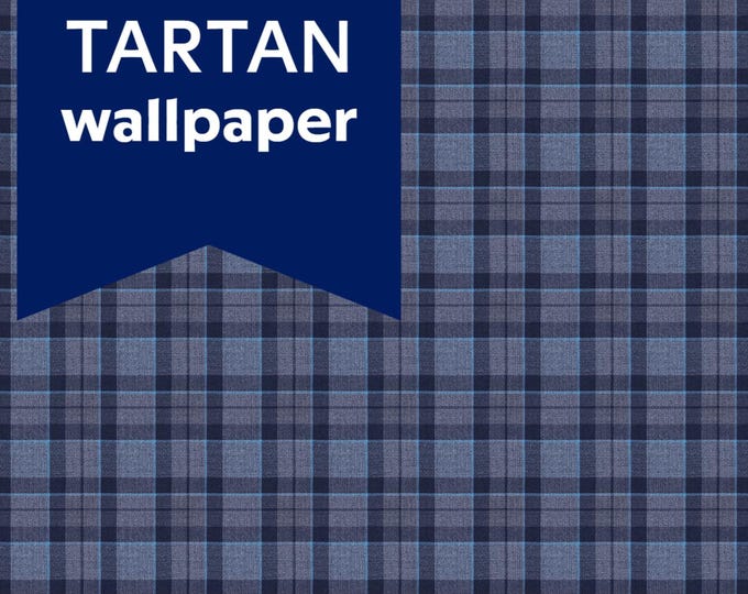 Blue Tartan pattern Kitchen & Bathroom Backsplash - Peel and Stick Wallpaper - Large, 127x152cm/ 50"x60" - Plaid Farmhouse Kitchen