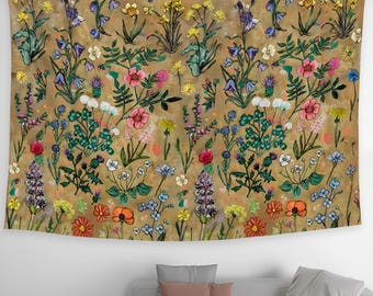 XL Wildflower Wall Tapestry: Floral Decor for UK & Ireland (90x60")
