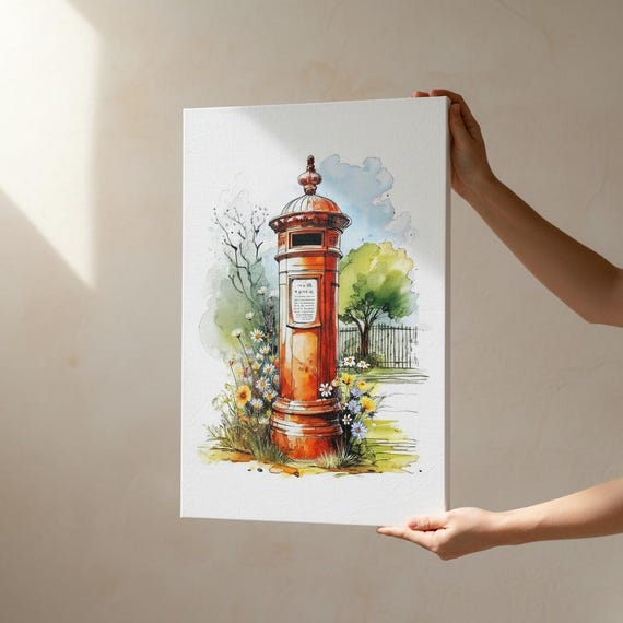 Red British Pillar Box Canvas Print: UK Heritage Artwork