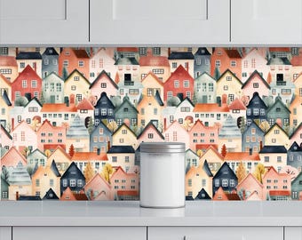 Kitchen & Bathroom Wallpaper British Homes- Kitchen back splash - waterproof - 60"x50" / 152,4 cm x 127 cm