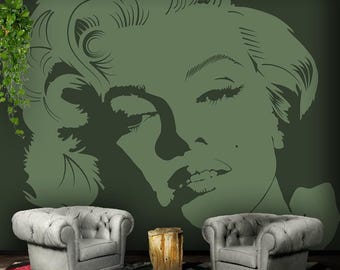 Wallpaper Mural "Marilyn" - Olive Green - Self Adhesive Canvas