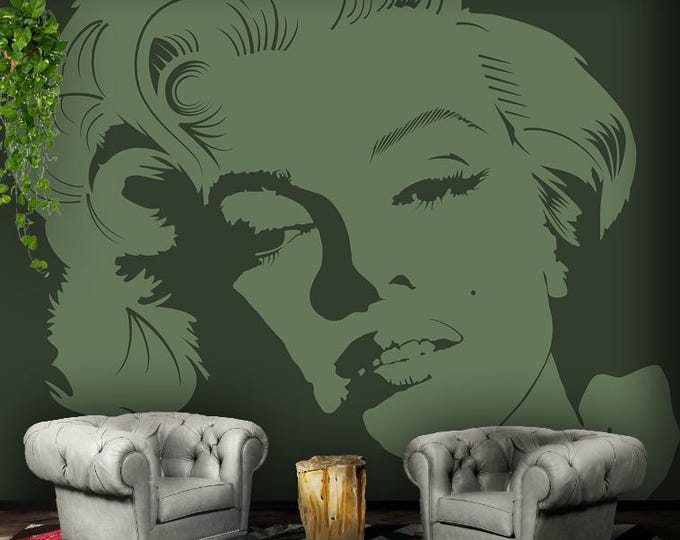 Wallpaper Mural "Marilyn" - Olive Green - Self Adhesive Canvas