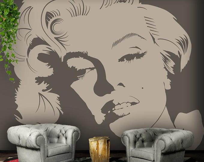 Wallpaper Mural "Marilyn" - Greige - Self Adhesive Canvas Wallpaper