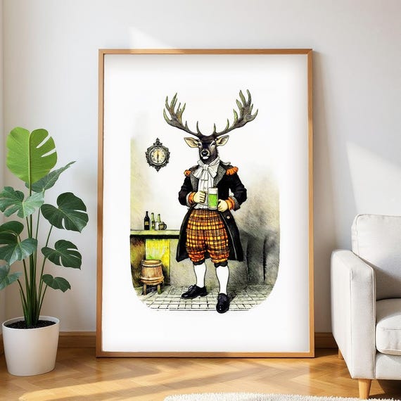 Stag Pub Print: UK Heritage Art Matte Poster