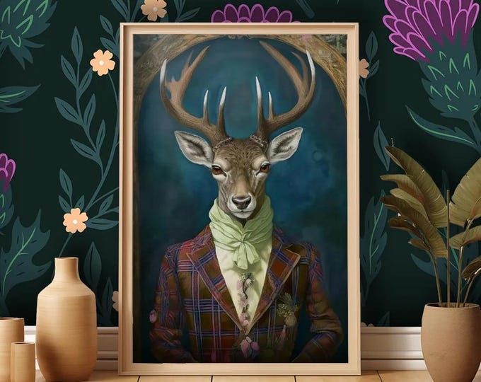 Victorian Stag Framed Art Print | British Wall Decor