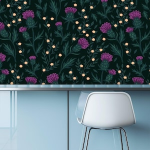 Kitchen & Bathroom Wallpaper &quot;Thistles&quot; - waterproof - 60&quot;x50&quot; / 152,4 cm x 127 cm