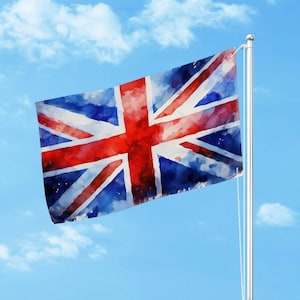 頑丈な手描きのユニオンジャック旗デザイン、英国国旗の3層屋外用旗。両面印刷。36インチ×24インチ / 92 x 61 cm | Raise the Colours