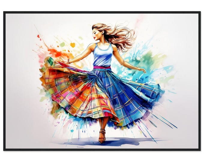 Wooden Framed Poster Scottish Country Dancer