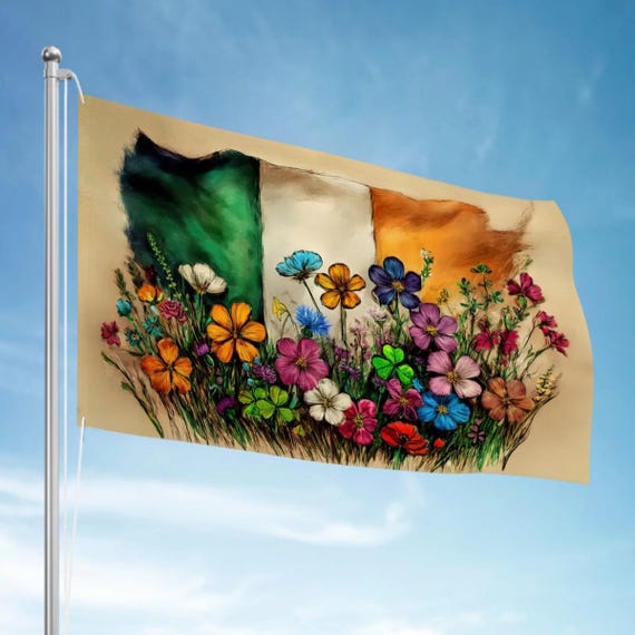XL Handdrawn Irish Flag: Heavy-Duty Three-Layer Outdoor Decor (96"x60")