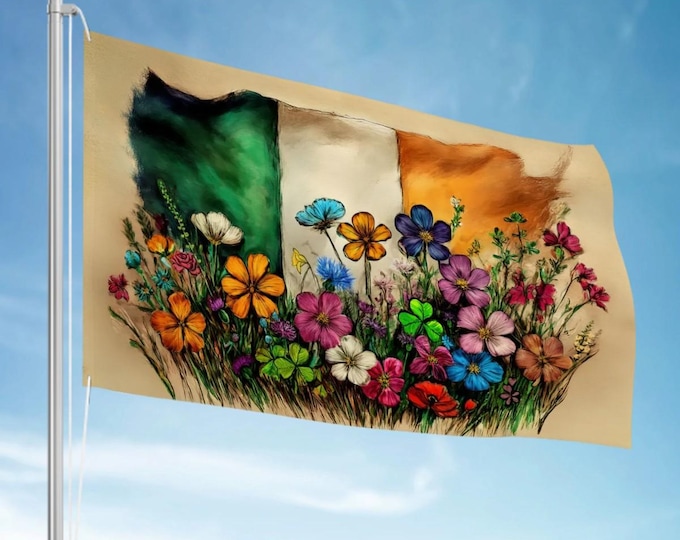 XL Handdrawn Irish Flag: Heavy-Duty Three-Layer Outdoor Decor (96"x60")
