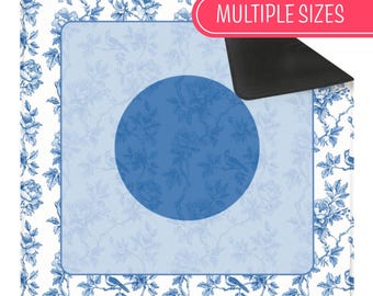 Mahjong Playing Mat Blue Chinoiserie Birds - Various sizes: from XL to Travel size