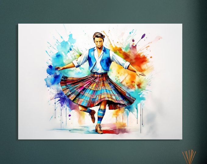 Matte Paper Poster Male Scottish Country Dancer