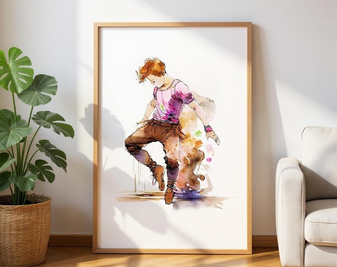 Framed Irish Boy Art Print - Line Dancing - Ready to Hang