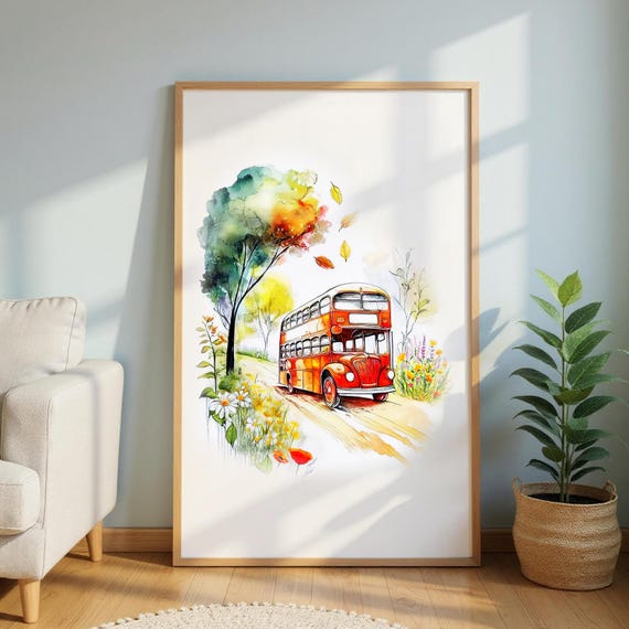 Framed London Double Decker Bus Art Print - Ready to Hang