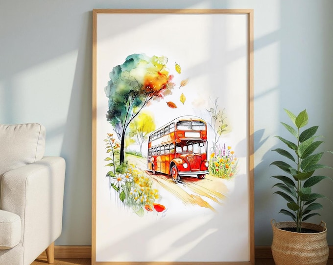Framed London Double Decker Bus Art Print - Ready to Hang