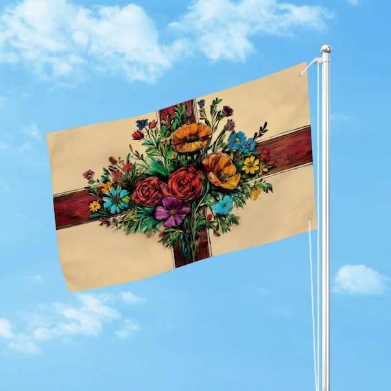Hand-Drawn English Flag: Heavy-Duty Three-Layer Polyester, 36"x24"