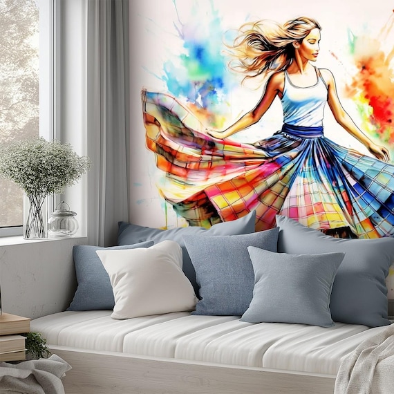 Self Adhesive Canvas Wallpaper Mural: Scottish Country Dancer