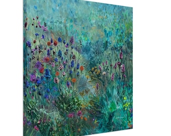 Canvas Scottish Wildflowers - Turqoise