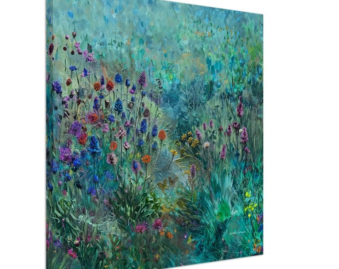Canvas Scottish Wildflowers - Turqoise