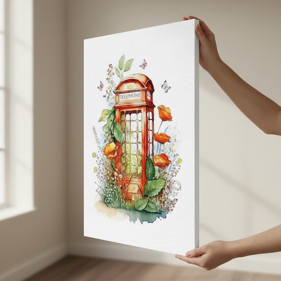 Classic Red British Telephone Box Canvas Print - UK Heritage Art - British Home Decor