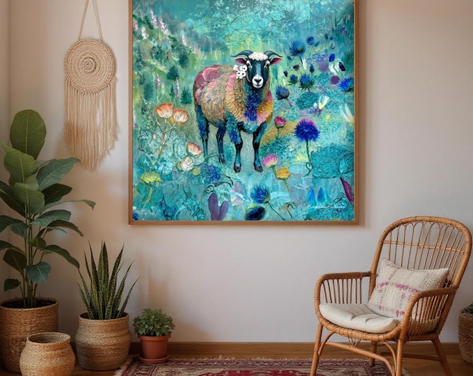 Art Print Blackface Sheep, Farmhouse Style Print, UK Heritage Decor, British Art
