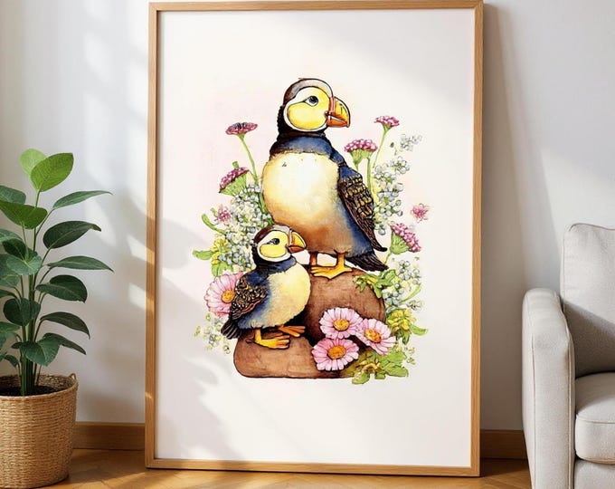 Puffin Art Print: UK Heritage Matte Paper Poster