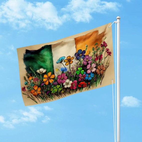 Hand Drawn Irish Flag: Heavy-Duty Three-Layer Polyester, Double Sided 36"x24"