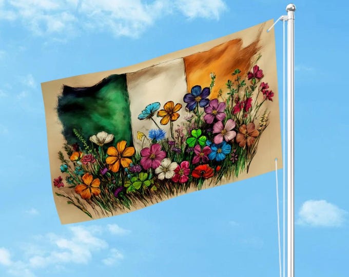 Hand Drawn Irish Flag: Heavy-Duty Three-Layer Polyester, Double Sided 36"x24"