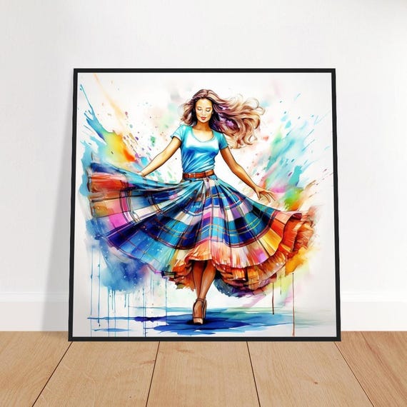 Scottish Dancer Framed Poster: Ready to Hang Pine Wood Art