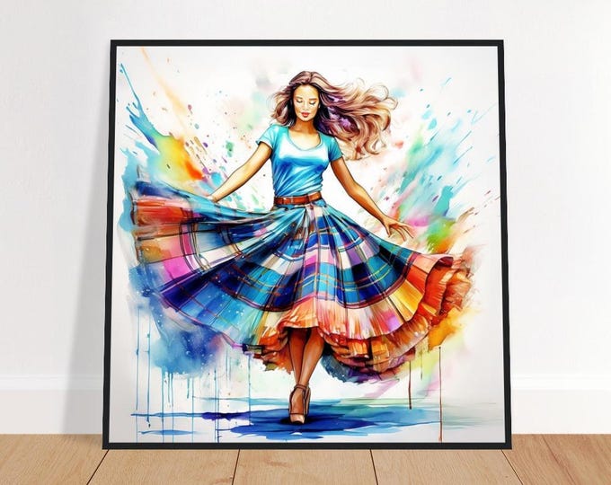 Scottish Dancer Framed Poster: Ready to Hang Pine Wood Art