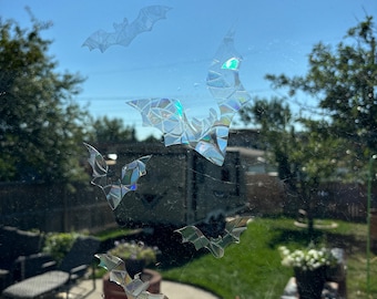 Pegatinas de murciélagos para ventana: pegatinas reutilizables para Halloween con atrapasol / Decoraciones estáticas de murciélagos para niños y familias
