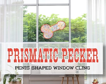 Atrapasueños prismático con forma de pene para bromas y orgullo / creador de arcoíris adhesivo estático / divertido / broma