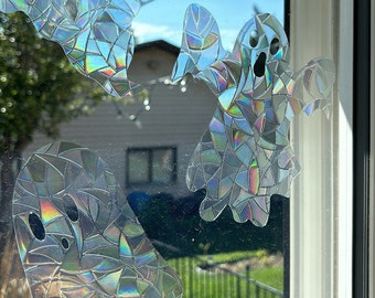Pegatinas fantasma para ventana: pegatinas reutilizables para Halloween con atrapasol / Decoración arcoíris espeluznante para el hogar y fiestas