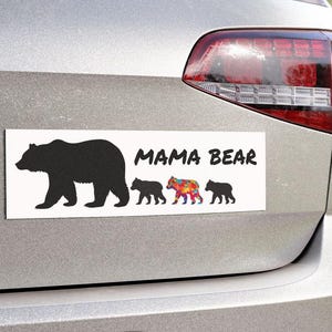 Magnesy na samochód Mama Bear, słodka naklejka na samochód rodzinny, naklejka na temat autyzmu, mama z autyzmem, naklejka na samochód neuroodmienności, autystyczne dziecko, personalizowana naklejka na samochód