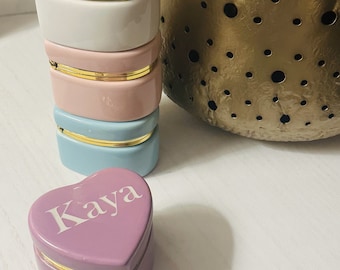 Personalized Heart Box, Ceramic Jewelry Box, Keepsake Gift