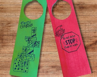 Christmas Door Hanger Christmas Gift Wrapping Sign Do Not Enter Sign Christmas Gift Custom Door Hanger Christmas Home Decor Hanger Christmas