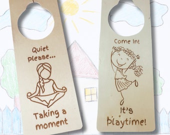 Kids Mood Door Sign, Wood Door Hanger, Girl Bedroom Accessory, Boy Bedroom Accessory, Gift for Girl, Gift for Boy, Fun Kid Gift, Kid Decor
