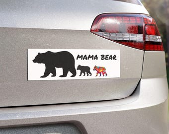 Mama Bear Car Magnets, Cute Family Car Decal, Autism Gift Sticker, Autism Mom, Neurodiverse Car Decal, Autistic Kid, Customizable Car Decal